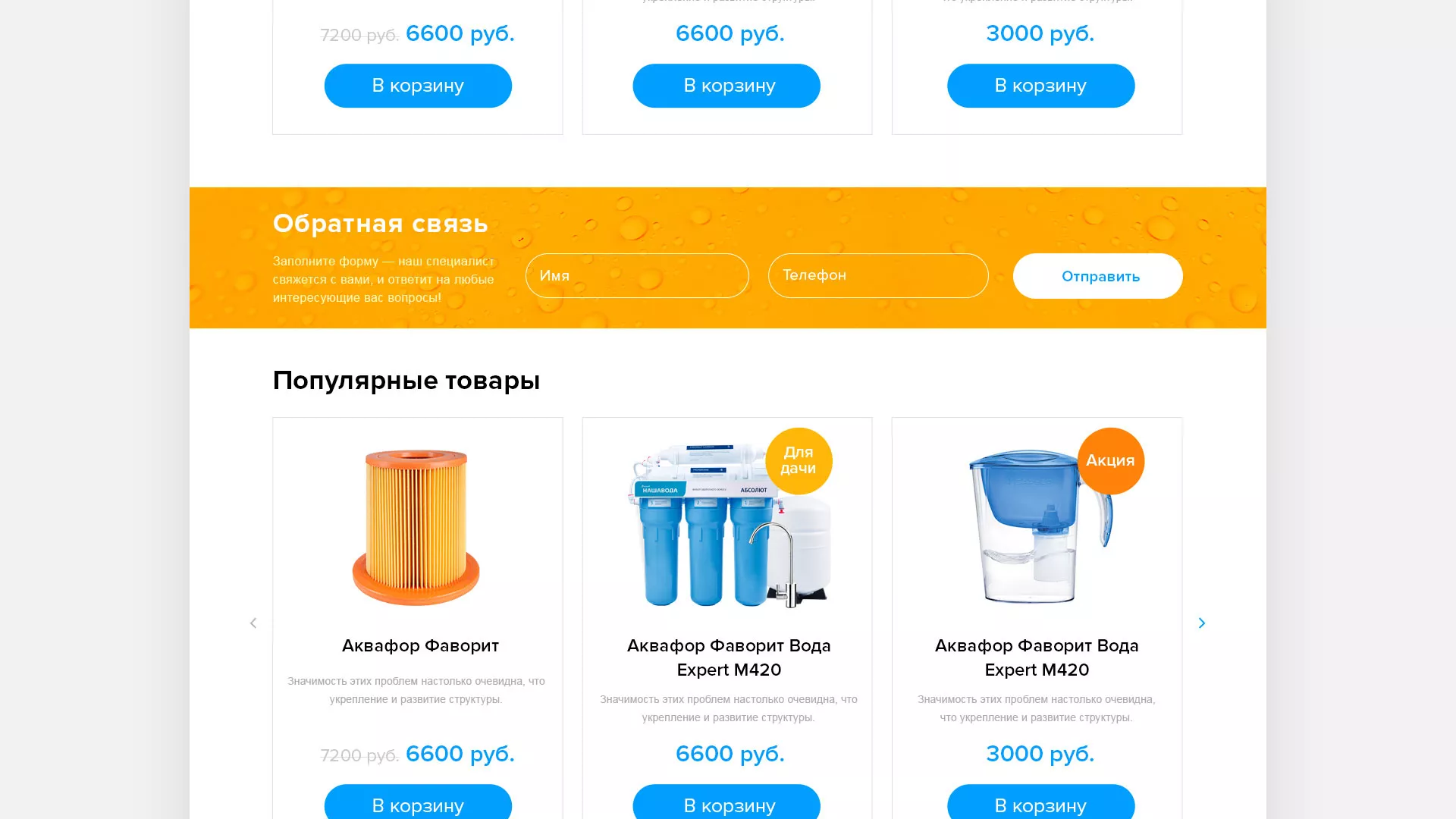 Создание интернет-магазина «Водолей» по продаже фильтров очистных сооружений в Новозыбкове